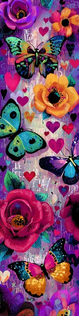 Free butterfly bookmarks of a colorful butterflies with flowers